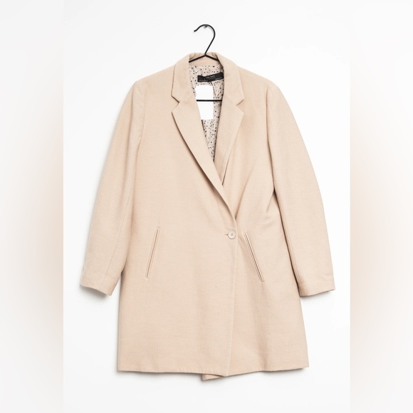 NWT Zara Women’s Light Pink Nude Double Breasted Textured Coat - Picture 3 of 16
